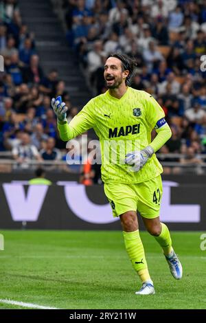 Milan, Italie. 27 septembre 2023. Le gardien Andrea Consigli (47) de Sassuolo vu lors du match de Serie A entre l'Inter et Sassuolo à Giuseppe Meazza à Milan. (Crédit photo : Gonzales photo - Tommaso Fimiano). Banque D'Images