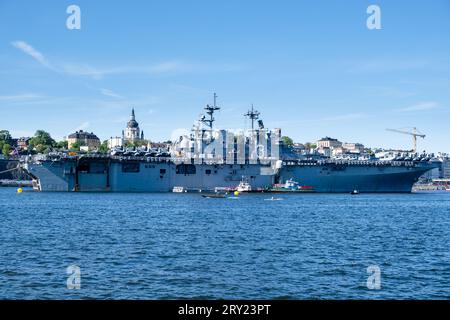 Le porte-avions américain USS Kearsarge à Stockholm, Suède Harbour pour les exercices militaires de l'OTAN. Photo : Rob Watkins Banque D'Images