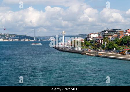 Istanbul, Turquie - 17 septembre 2023 : vue sur la plage de Salacak et Üsküdar depuis la Tour de la Maiden Banque D'Images