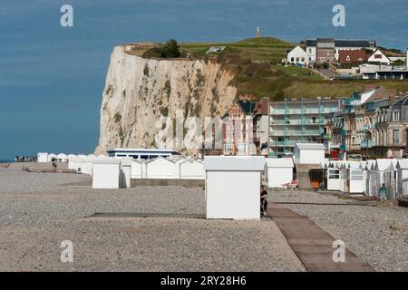 La plage de Mers-les-bains, Picardie, France Banque D'Images