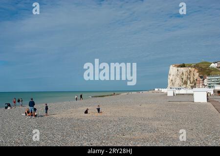 La plage de Mers-les-bains, Picardie, France Banque D'Images