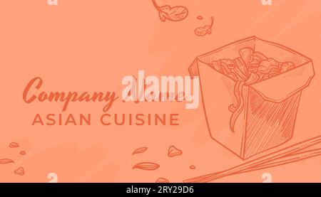 Cuisine asiatique, carte de visite avec le nom de l'entreprise Illustration de Vecteur