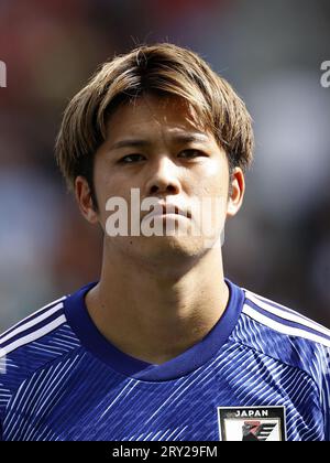 GENK - Atsuki Ito du Japon lors du match amical entre le Japon et la Turquie au Cegeka Arena le 12 septembre 2023 à Genk, Belgique. ANP | Hollandse Hoogte | MAURICE VAN STEEN Banque D'Images
