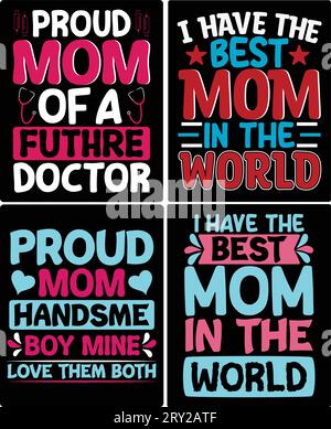typographie mom t shirt design si vous voulez, vous pouvez l'utiliser à d'autres fins comme la conception de tasse, la conception d'autocollant, la conception de bouteille d'eau et etc Illustration de Vecteur