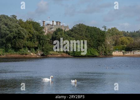 Vue de Beaulieu Palace House sur Beaulieu River depuis le village, New Forest, Hampshire, Angleterre, Royaume-Uni Banque D'Images