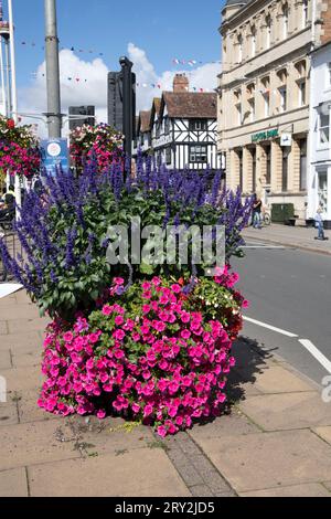 Superbes expositions florales publiques célébrant Stratford in Bloom et inspirées par Plantscape sur une exposition publique dans les rues de Stratford sur Avon Royaume-Uni Banque D'Images