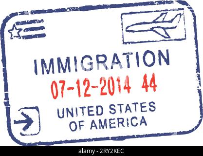 Timbre vecteur passeport ''Immigration-États-Unis d'Amérique'' Illustration de Vecteur