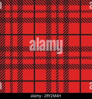 Tartan (plaid) motif sans couture. Couleur rouge et noire. Style écossais, bûcheron et hipster. Illustration de Vecteur