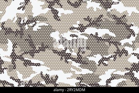 Motif sans couture camouflage urbain. Texture demi-ton (point). Couleur noire, blanche et grise. Illustration de Vecteur