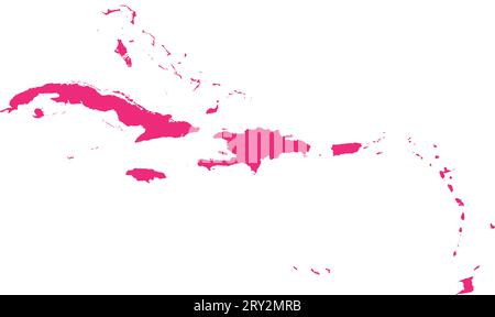 ROSE CMJN carte couleur des ÎLES DES CARAÏBES Illustration de Vecteur