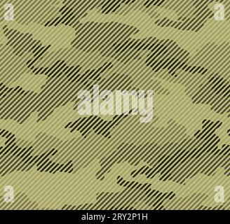 Motif sans couture camouflage. Texture de ligne demi-ton. Nuances de couleur vert olive. Illustration de Vecteur