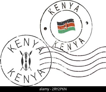 Timbres grunge postaux 'Kenya'. Illustration de Vecteur