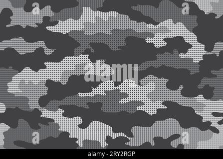 Motif sans couture camouflage urbain. Texture demi-ton (point). Couleur noire, grise et blanche. Illustration de Vecteur