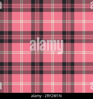 Motif sans couture à carreaux (tartan). Trois couleurs (rose, noir, blanc). Illustration de Vecteur