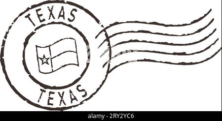 Timbre grunge postal noir ''Texas''. Illustration de Vecteur