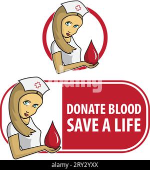 illustration d'une infirmière tenant une goutte de sang. Illustration de Vecteur