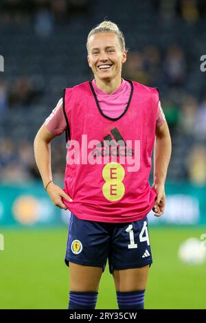 RACHEL McLauchlan, footballeuse professionnelle, jouant pour l'équipe nationale féminine d'Écosse. Image prise lors d'une séance de formation. Banque D'Images