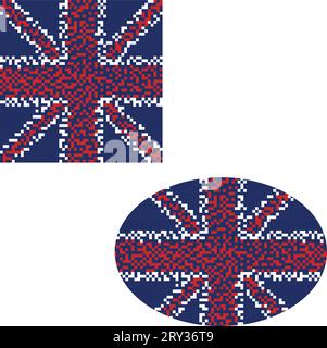 Pixels numériques drapeaux britanniques Illustration de Vecteur