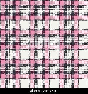 Motif sans couture à carreaux (tartan). Trois couleurs - rose, blanc et noir. Illustration de Vecteur