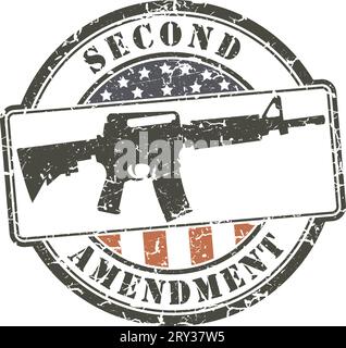 Timbre grunge deuxième amendement ; fusil d'assaut ar-15 Illustration de Vecteur