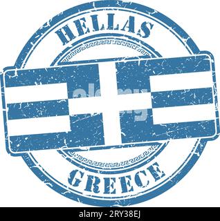 Timbre grunge 'Grèce'. Drapeau grec. Illustration de Vecteur