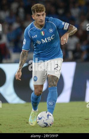 Naples, Italie. 27 septembre 2023. Giovanni Di Lorenzo de SSC Napoli en action lors du match de Serie A entre SSC Napoli et Udinese Calcio à Diego Armando Maradona le 27 septembre 2023 à Naples, italie (photo Agostino Gemito/Pacific Press/Sipa USA) crédit : SIPA USA/Alamy Live News Banque D'Images