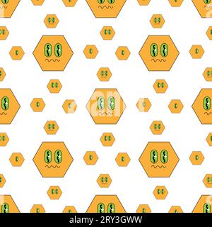Motif groovy psychédélique géométrique sans couture. différentes formes. hexagone Illustration de Vecteur