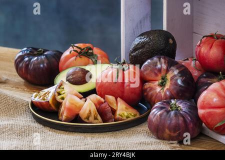 Nature morte de tomates de diverses sortes Banque D'Images