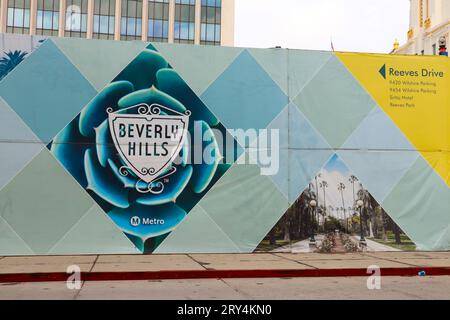 Beverly Hills, Californie - septembre 2023 : la station Wilshire/Rodeo Metro D Line Station est en construction. Ce projet devrait entrer en service en 2025 Banque D'Images