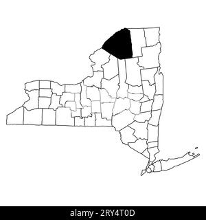 Plan de St. Lawrence County dans l'état de New York sur fond blanc. Carte de Single County mise en évidence par couleur noire sur la carte de New york . Banque D'Images