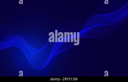Bleu lignes de vague moderne brillant fond de technologie futuriste Illustration de Vecteur