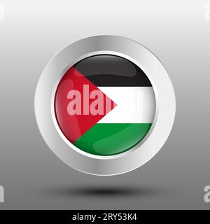 Fond de bouton en métal drapeau rond Palestine Illustration de Vecteur