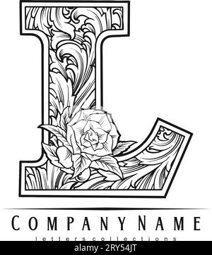 Lettrage de charme classique de luxe L monogramme logo contour illustrations vectorielles pour votre logo de travail, t-shirt de marchandises, autocollants et dessins d'étiquettes, poste Illustration de Vecteur