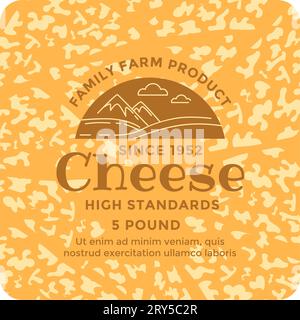 Produit agricole familial, fromage de haute qualité label Illustration de Vecteur