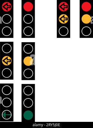 Standard, flèche Rouge : Stop., feux de circulation, signalisation routière en Suède Illustration de Vecteur