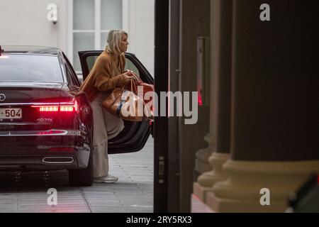 Bruxelles, Belgique. 29 septembre 2023. La ministre de la Défense, Ludivine Dedonder, arrive pour une réunion du conseil des ministres du gouvernement fédéral, à Bruxelles, le vendredi 29 septembre 2023. BELGA PHOTO NICOLAS MAETERLINCK crédit : Belga News Agency/Alamy Live News Banque D'Images