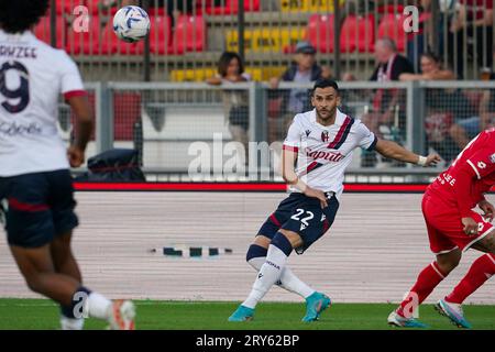 Monza, Italie. 28 septembre 2023. Charalampos Lykogiannis (#22 Bologne FC 1909), lors de AC Monza contre FC Bologne, Serie A, au U-Power Stadium. Crédit : Alessio Morgese/Alessio Morgese / Emage / Alamy Live News Banque D'Images