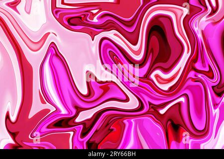 une exploration sereine de motifs vibrants avec un design abstrait liquide, des graphiques en plastique rose et noir, une forme d'art en couleur et un fond numérique avec liq Banque D'Images