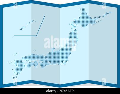 Illustration vectorielle de la carte du Japon à quatre volets ( motif de points ) Illustration de Vecteur