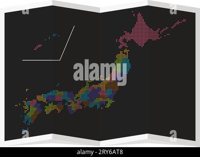 Illustration vectorielle de la carte du Japon à quatre volets ( motif de points ) | les couleurs sont changées pour chaque préfecture Illustration de Vecteur