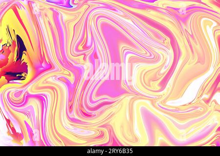 une exploration sereine de motifs vibrants en rose orange violet psychédélique tourbillon trippy art abstrait fond acrylique Banque D'Images