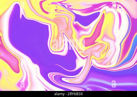 une exploration sereine de motifs vifs au contraste éclatant peinture liquide or ensoleillé éclabousse la texture de l'espace de l'univers des vagues trippy de lin coloré aléatoire Banque D'Images
