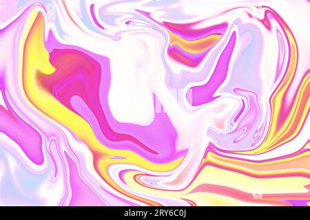 un design captivant qui transcende les frontières avec une expression artistique en acrylique abstrait à tourbillon psychédélique rose orange violet Banque D'Images