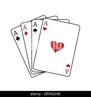 Quatre as cartes à jouer - quatre d'Un genre main de poker, As de coeur, Spades, cartes de clubs et de diamants, illustration vectorielle Illustration de Vecteur