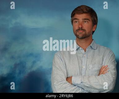 Hambourg, Allemagne. 28 septembre 2023. Boris Herrmann, circumnavigateur, participe au 13e Congrès sur les phénomènes météorologiques extrêmes au Musée maritime international de Hambourg. Le Congrès sur les conditions météorologiques extrêmes est un symposium interdisciplinaire sur les conditions météorologiques extrêmes dans le changement climatique en Allemagne. Crédit : Franziska Spiecker/dpa/Alamy Live News Banque D'Images
