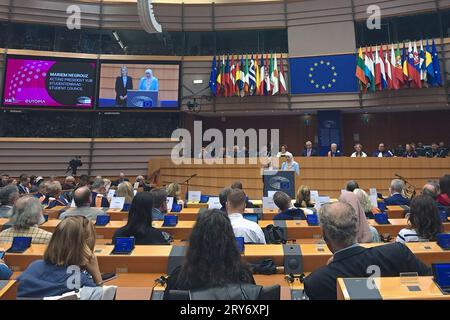 Bruxelles, Belgique. 29 septembre 2023. Une conférence est organisée au Parlement européen pour marquer le début de l’année académique de l’université VUB à Bruxelles, le vendredi 29 septembre 2023. BELGA PHOTO TIMON RAMBOER crédit : Belga News Agency/Alamy Live News Banque D'Images