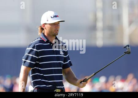 29 septembre 2023 ; Marco Simone Golf and Country Club, Guidonia Montecelio, Rome, Italie ; 44e Ryder Cup Matches , Europe contre USA, jour 1 ; Scottie Scheffler Banque D'Images