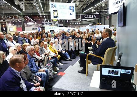 Jan Eliasson pendant Bokmässan, salon du livre, à Svenska mässan, Gothenburg, Suède, jeudi. Banque D'Images