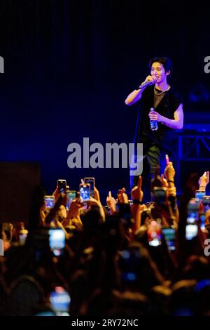 Italie 28 septembre 2023 B.I - le rappeur k-pop Kim Han-bin Love or Die Europe Tour - live au club Alcatraz à Milan © Andrea Ripamonti / Alamy Banque D'Images