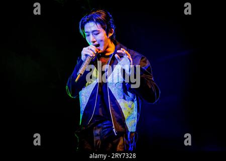 Italie 28 septembre 2023 B.I - le rappeur k-pop Kim Han-bin Love or Die Europe Tour - live au club Alcatraz à Milan © Andrea Ripamonti / Alamy Banque D'Images